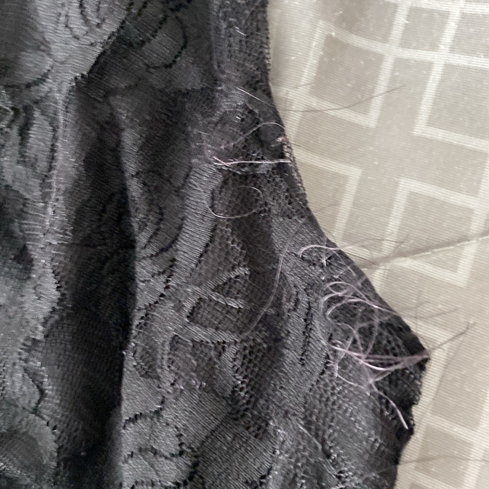 Black floral double-layer diagonal v-neck midi Flowy dress - Picture 11 of 17